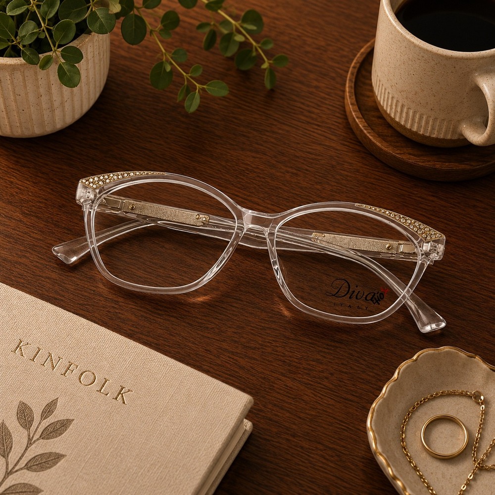 Diva 5523 Clear Rhinestone Embellished Glasses Frames Eyeglasses